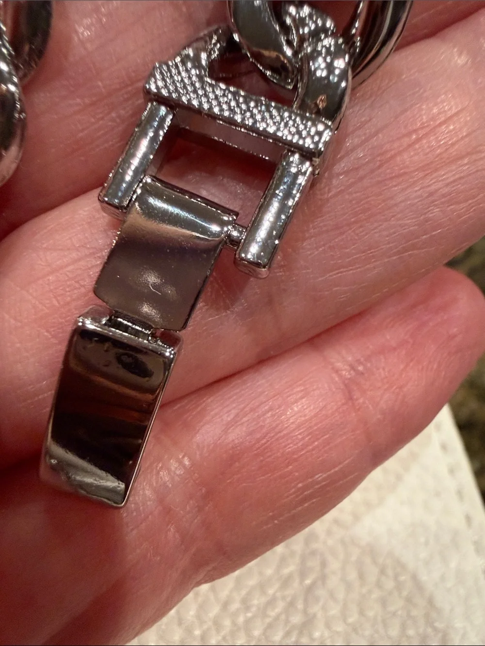 Men's White GF Cuban Link Chain Bracelet - 8”